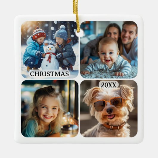 8 Aangepaste foto's Keepsake Kerstmis Keramisch Ornament (Voorkant)