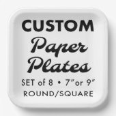 8 Aangepaste Gepersonaliseerde BBQ 9" Vierkant Pap Papieren Bordje (Voorkant)