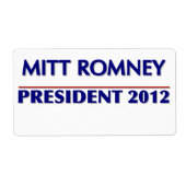 8 Aangepaste grote labels per vel Mitt Romney (Voorkant)