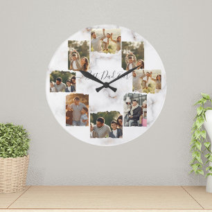 8 Acht Foto Moderne Elegante Collage Wandklok