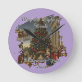 8" Acrylic Nativity Santa Christmas Clock Ronde Klok (Voorkant)