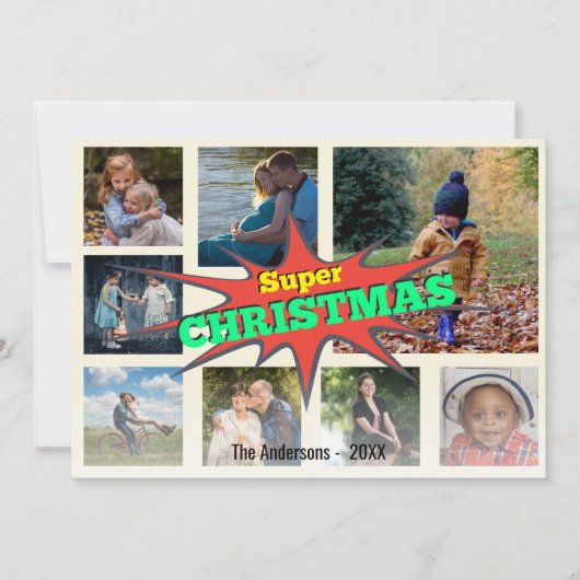 8 Afbeelding Familiefoto ✨ Collage Christmas Feestdagenkaart (Voorkant)