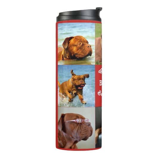 8 Afbeelding Familiefoto ✨ Collage Custom Dog Thermosbeker (Gedraaid links)