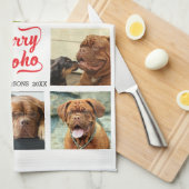 8 Afbeelding Familiefoto ✨ Kerstcollage Custom Theedoek (Quarter Fold)