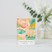 *~*  8 Art Lotus   PHOTO Nature Flowers QR AP67 Visitekaartje (Staand voorkant)