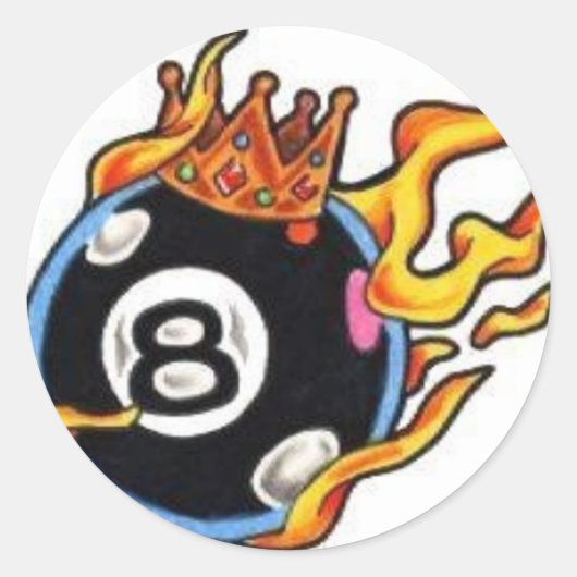 8 Bal met vlammen Ronde Sticker (Voorkant)