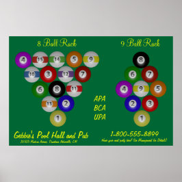 8-Ball 9-Ball-rack Billiardzaal Poster