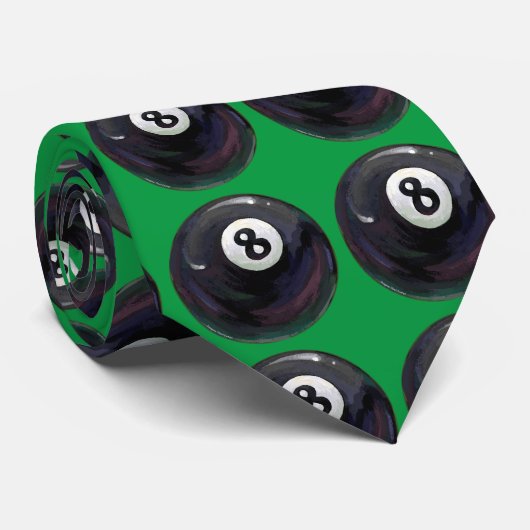 8 Ball Art Pattern Green Stropdas (Opgerold)
