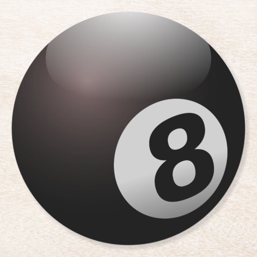 8 Ball Biljart Pool Ronde Kartonnen Onderzetter (Voorkant)