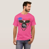 8 Ball Billiard American Flag Pool Player Eagle Bi T-shirt (Voorkant volledig)