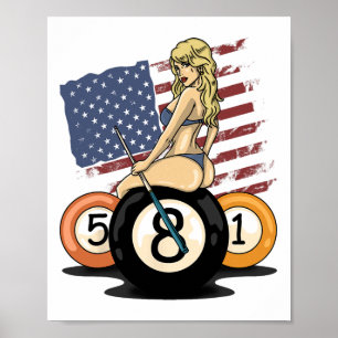 8 Ball Billiard Pool Player 8 Ball Billiards Poster