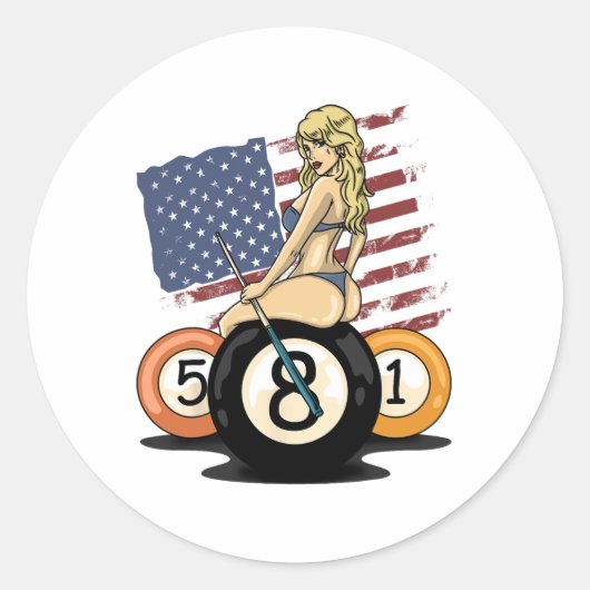8 Ball Billiard Pool Player 8 Ball Billiards Ronde Sticker (Voorkant)