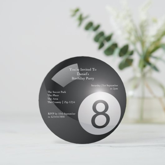 8 Ball Billiards Party Kaart (Staand voorkant)