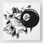 8-Ball Breakthrough Vierkante Klok (Voorkant)