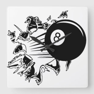 8-Ball Breakthrough Vierkante Klok