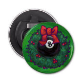 8-Ball Kerstmis met groen Button Flesopener (Voorkant)