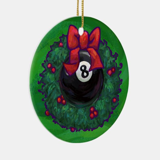 8-Ball Kerstmis met groen Keramisch Ornament (Rechts)