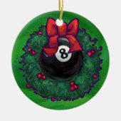 8-Ball Kerstmis met groen Keramisch Ornament (Voorkant)