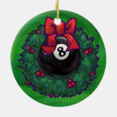8-Ball Kerstmis met groen Keramisch Ornament (Achterkant)