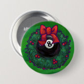 8-Ball Kerstmis met groen Ronde Button 7,6 Cm (Voorkant /achterkant)
