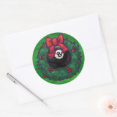 8-Ball Kerstmis met groen Ronde Sticker (Envelop)