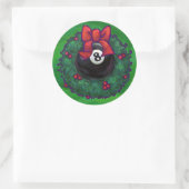 8-Ball Kerstmis met groen Ronde Sticker (Tas)