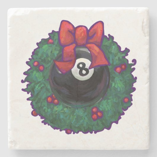 8-Ball Kerstmis met groen Stenen Onderzetter (Voorkant)
