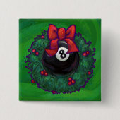 8-Ball Kerstmis met groen Vierkante Button 5,1 Cm (Voorkant)