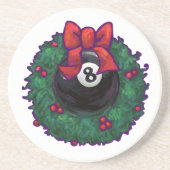 8-Ball Kerstmis met groen Zandsteen Onderzetter (Voorkant)