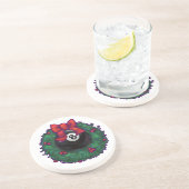 8-Ball Kerstmis met groen Zandsteen Onderzetter (Zijkant)