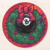 8-Ball kerstmis Ronde Kartonnen Onderzetter (Voorkant)