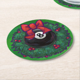 8-Ball kerstmis Ronde Kartonnen Onderzetter