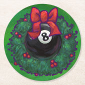 8-Ball kerstmis Ronde Kartonnen Onderzetter (Voorkant)