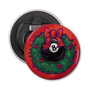 8-Ball Kerstmis Rood Button Flesopener