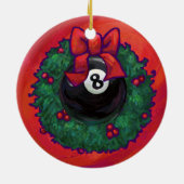8-Ball Kerstmis Rood Keramisch Ornament (Achterkant)