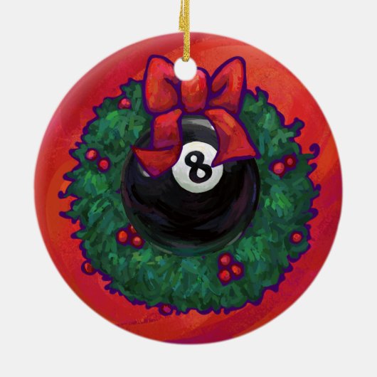 8-Ball Kerstmis Rood Keramisch Ornament (Achterkant)