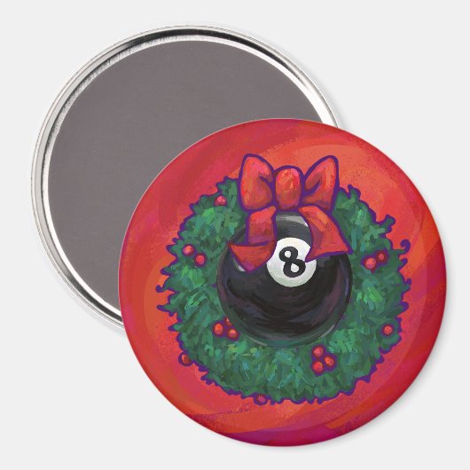 8-Ball Kerstmis Rood Magneet (Voorkant / Achterkant)