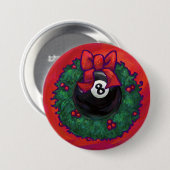 8-Ball Kerstmis Rood Ronde Button 7,6 Cm (Voorkant /achterkant)