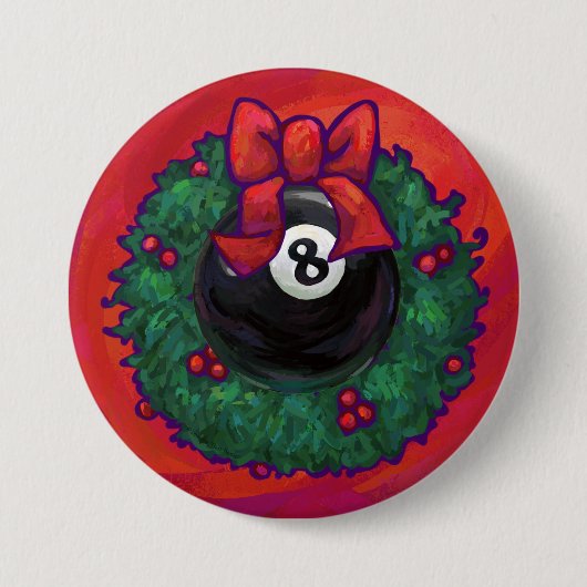 8-Ball Kerstmis Rood Ronde Button 7,6 Cm (Voorkant)