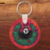 8-Ball Kerstmis Rood Sleutelhanger (Voorkant)