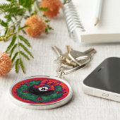 8-Ball Kerstmis Rood Sleutelhanger (Zijkant)