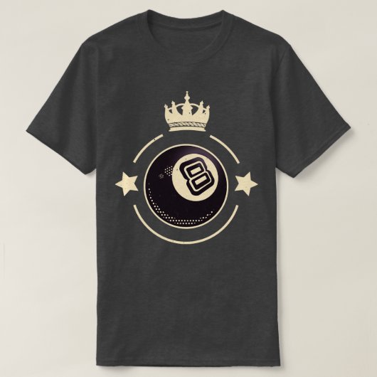 8 Ball King Biljart Retro Snooker T-shirt (Design voorkant)