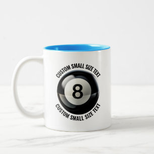 8 Ball & Kleine Tekst LICHTBLAUW 325ml Custom Tweekleurige Koffiemok