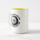 8 Ball & Medium Text GEEL 0,44l Custom Tweekleurige Koffiemok (Voorkant links)