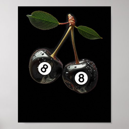 8 Ball Pool Biljart Speler Kersen Poster (Voorkant)