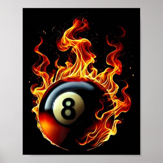 8 Ball Pool Biljart Speler Vlam Poster (Voorkant)