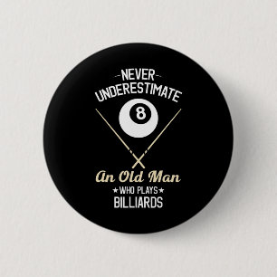 8 Ball Pool Funny Billiards Player Lover Pap Gifte Ronde Button 5,7 Cm