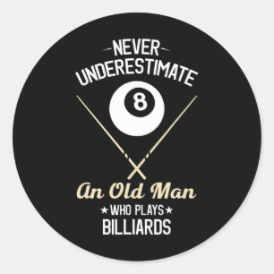 8 Ball Pool Funny Billiards Player Lover Pap Gifte Ronde Sticker
