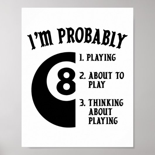 8-ball Pool Speler Biljart Nieuwheid Gift Poster (Voorkant)