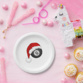 8-Ball Santa hat Funny kerst billiards snooker Papieren Bordje (Feest)